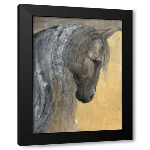 Pensive Black Modern Wood Framed Art Print with Double Matting by Hristova, Albena