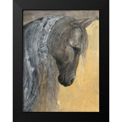 Pensive Black Modern Wood Framed Art Print by Hristova, Albena