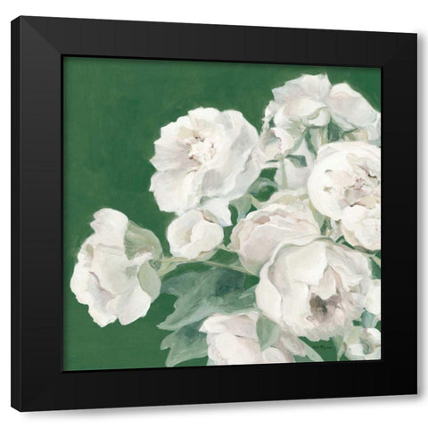 Emerald Peonies Black Modern Wood Framed Art Print with Double Matting by Hageman, Marilyn