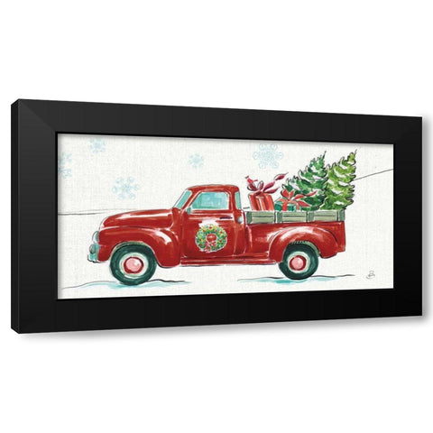 Christmas in the Country iv - Wreath Truck Crop Black Modern Wood Framed Art Print with Double Matting by Brissonnet, Daphne