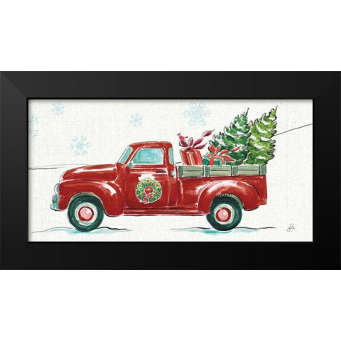 Christmas in the Country iv - Wreath Truck Crop Black Modern Wood Framed Art Print by Brissonnet, Daphne