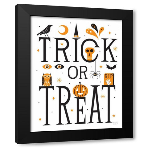 Trick or Treat I Bright White Black Modern Wood Framed Art Print by Mullan, Michael