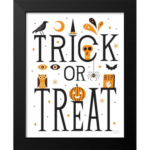 Trick or Treat I Bright White Black Modern Wood Framed Art Print by Mullan, Michael
