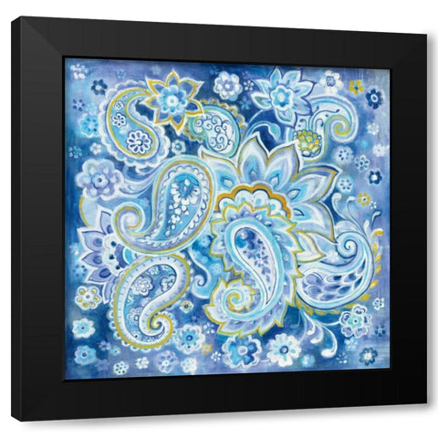 Regal Paisley Black Modern Wood Framed Art Print with Double Matting by Nai, Danhui