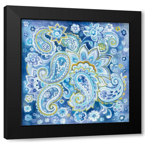 Regal Paisley Black Modern Wood Framed Art Print by Nai, Danhui