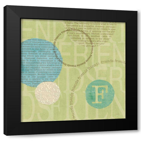 Circle of Words - Friends Black Modern Wood Framed Art Print with Double Matting by Charron, Veronique