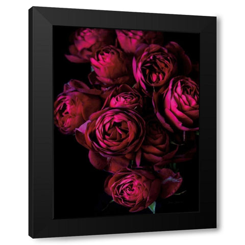 Cabbage Roses Black Modern Wood Framed Art Print with Double Matting by Catterall, Elise