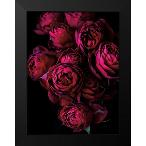 Cabbage Roses Black Modern Wood Framed Art Print by Catterall, Elise