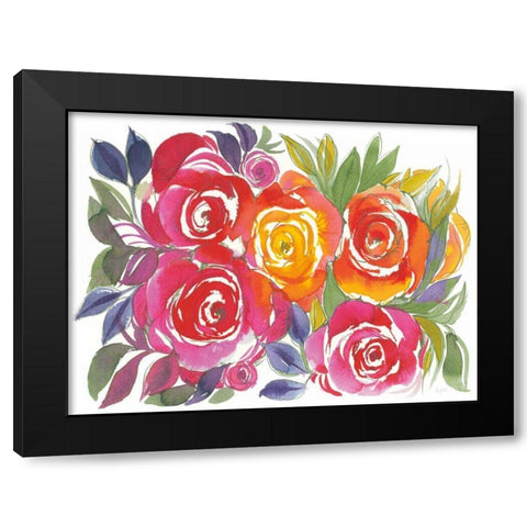 Bold Roses I Black Modern Wood Framed Art Print with Double Matting by Rice, Kristy