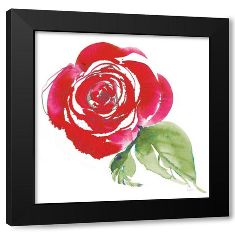 Bold Roses III Black Modern Wood Framed Art Print with Double Matting by Rice, Kristy