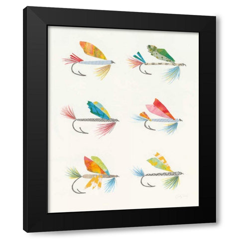Angling in the Stream Lures Black Modern Wood Framed Art Print by Prahl, Courtney