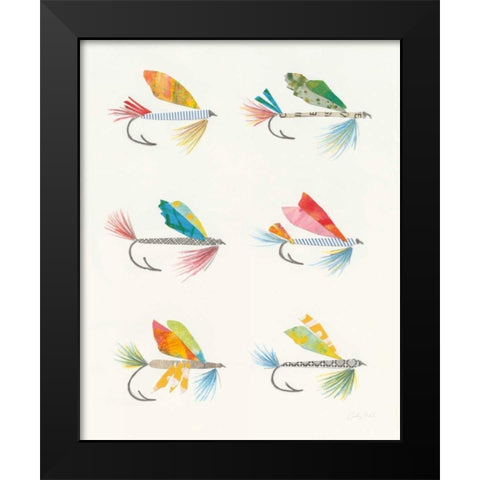 Angling in the Stream Lures Black Modern Wood Framed Art Print by Prahl, Courtney