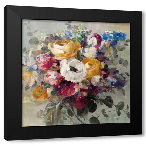 Fall Bouquet Neutral Black Modern Wood Framed Art Print by Nai, Danhui