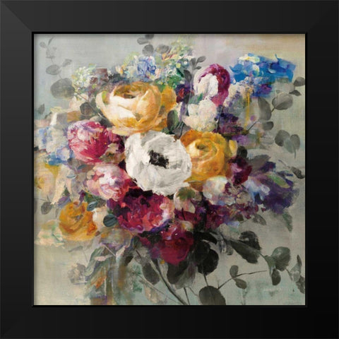 Fall Bouquet Neutral Black Modern Wood Framed Art Print by Nai, Danhui