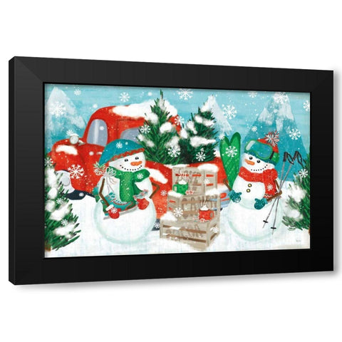 Snowy Fun I Black Modern Wood Framed Art Print by Charron, Veronique
