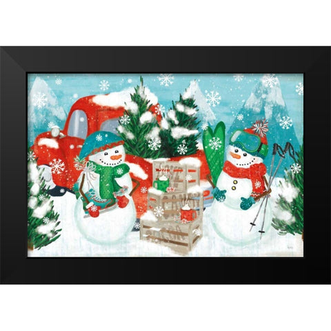 Snowy Fun I Black Modern Wood Framed Art Print by Charron, Veronique
