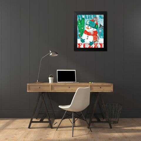 Snowy Fun III Black Modern Wood Framed Art Print by Charron, Veronique