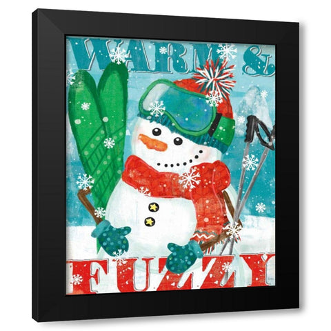 Snowy Fun III Black Modern Wood Framed Art Print with Double Matting by Charron, Veronique
