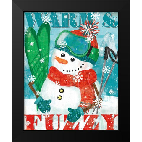 Snowy Fun III Black Modern Wood Framed Art Print by Charron, Veronique