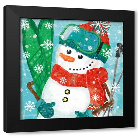 Snowy Fun V Black Modern Wood Framed Art Print with Double Matting by Charron, Veronique