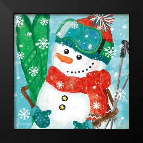 Snowy Fun V Black Modern Wood Framed Art Print by Charron, Veronique