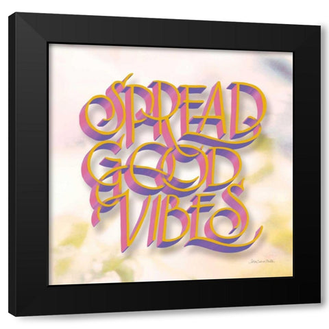 Spread Good Vibes Black Modern Wood Framed Art Print with Double Matting by Miller, Sara Zieve