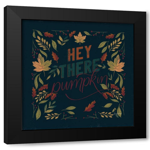 Autumn Sayings I Pumpkin Black Modern Wood Framed Art Print with Double Matting by Thorns, Becky
