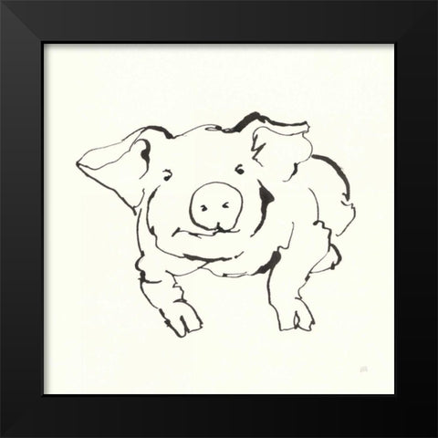 Line Pig II Black Modern Wood Framed Art Print by Paschke, Chris