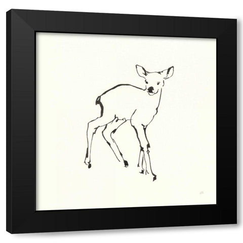 Line Fawn Black Modern Wood Framed Art Print by Paschke, Chris