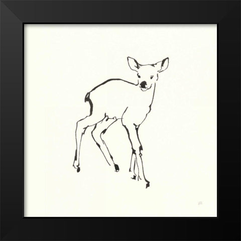 Line Fawn Black Modern Wood Framed Art Print by Paschke, Chris