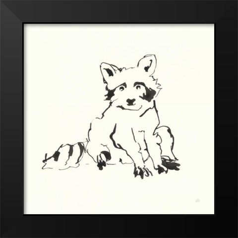 Line Raccoon Black Modern Wood Framed Art Print by Paschke, Chris