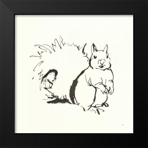 Line Squirrel Black Modern Wood Framed Art Print by Paschke, Chris