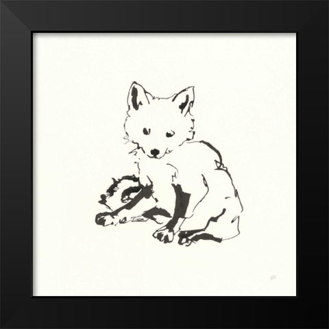 Line Fox Black Modern Wood Framed Art Print by Paschke, Chris