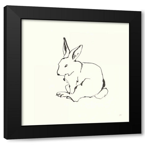 Line Bunny I Black Modern Wood Framed Art Print by Paschke, Chris