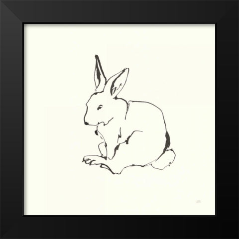 Line Bunny I Black Modern Wood Framed Art Print by Paschke, Chris