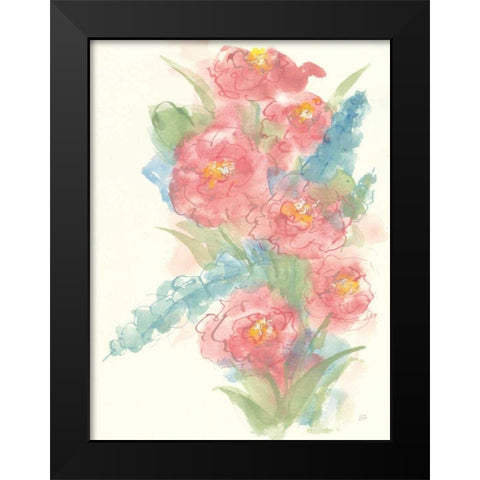 Peony Bouquet I Black Modern Wood Framed Art Print by Paschke, Chris