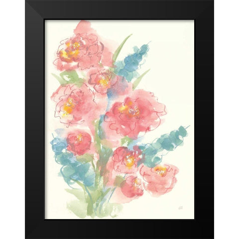 Peony Bouquet II Black Modern Wood Framed Art Print by Paschke, Chris