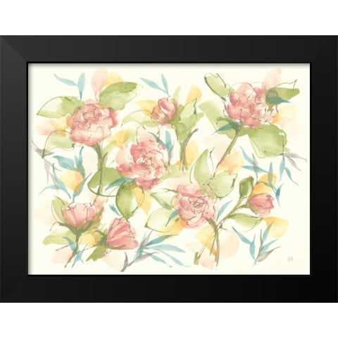 Blush Camellias Black Modern Wood Framed Art Print by Paschke, Chris