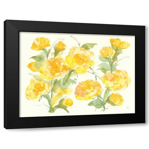 Sunshine Peonies Black Modern Wood Framed Art Print by Paschke, Chris