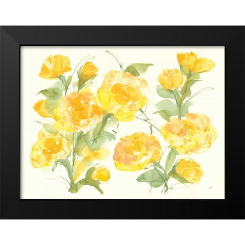 Sunshine Peonies Black Modern Wood Framed Art Print by Paschke, Chris