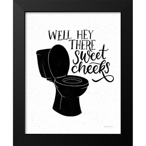 Bathroom Puns III Black Black Modern Wood Framed Art Print by Thorns, Becky