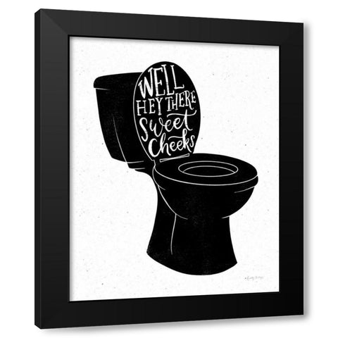 Bathroom Puns IV Black Black Modern Wood Framed Art Print by Thorns, Becky
