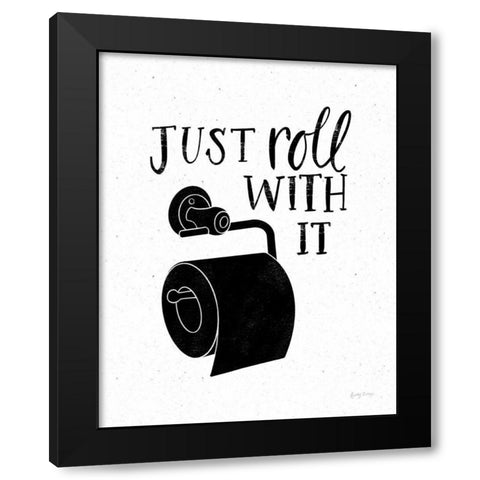 Bathroom Puns V Black Black Modern Wood Framed Art Print by Thorns, Becky