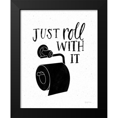 Bathroom Puns V Black Black Modern Wood Framed Art Print by Thorns, Becky