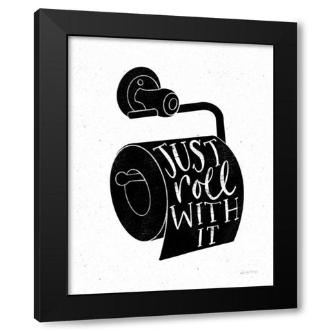Bathroom Puns VI Black Black Modern Wood Framed Art Print with Double Matting by Thorns, Becky