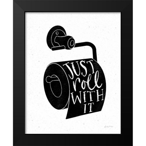 Bathroom Puns VI Black Black Modern Wood Framed Art Print by Thorns, Becky