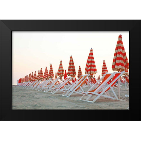 At the Beach II Black Modern Wood Framed Art Print by Aledanda