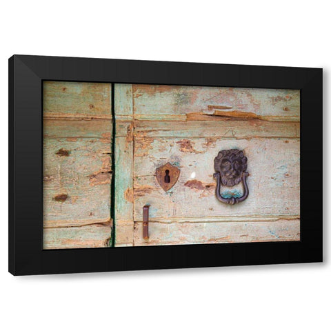 Please Knock Black Modern Wood Framed Art Print by Aledanda