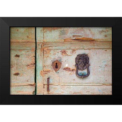 Please Knock Black Modern Wood Framed Art Print by Aledanda