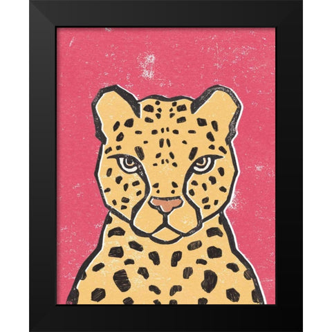 Jungle Cat Hot Pink Black Modern Wood Framed Art Print by Hershey, Moira